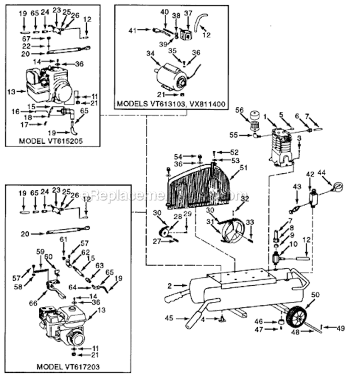 Page A Diagram and Parts List for VX811400  Campbell Hausfeld Compressor
